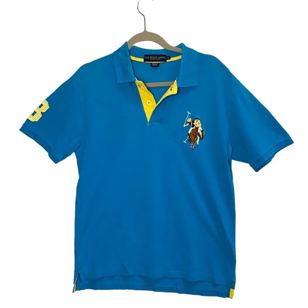 U.S Polo  Assn. Large Embroidered Logo Collar shirt Sz M